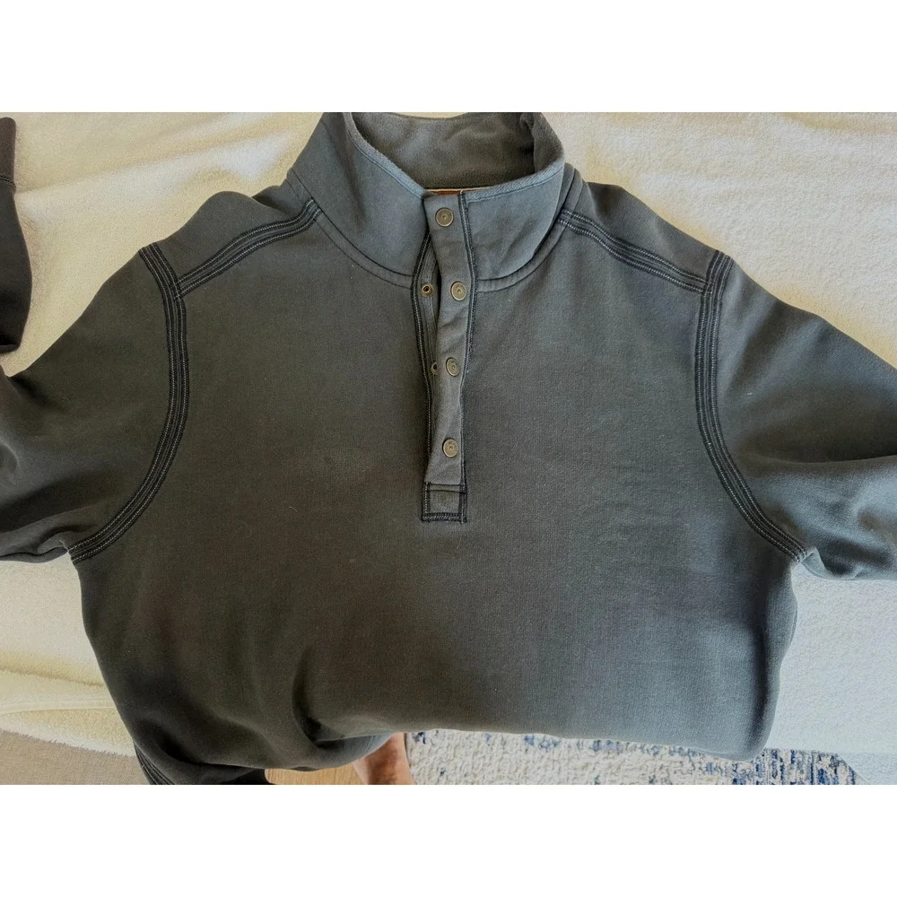 Tommy Bahama Sweatshirt Mens Fleece Cotton 1/4 Snap Zip Gray/Black Golf SZ -XL